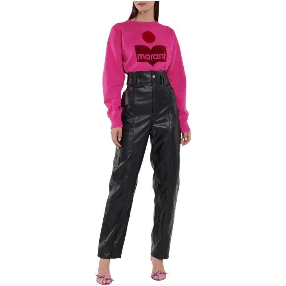 NEW Isabel Marant Etoille Black Tessini Faux Leather Straight Pants Size 36 - Picture 7 of 11